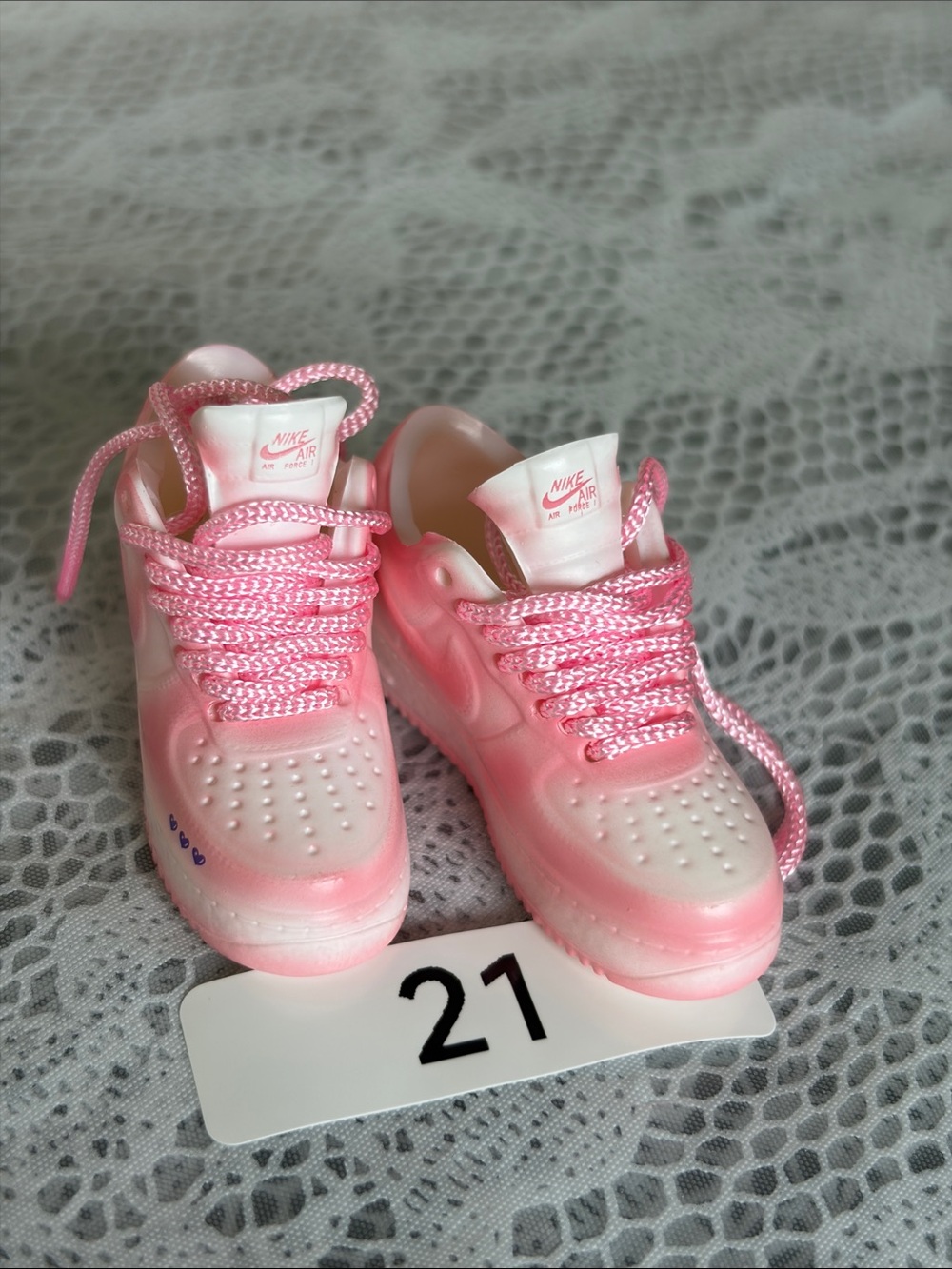21,Nike Air Logo Pink Gradient Mini Sneakers with Patterned Laces